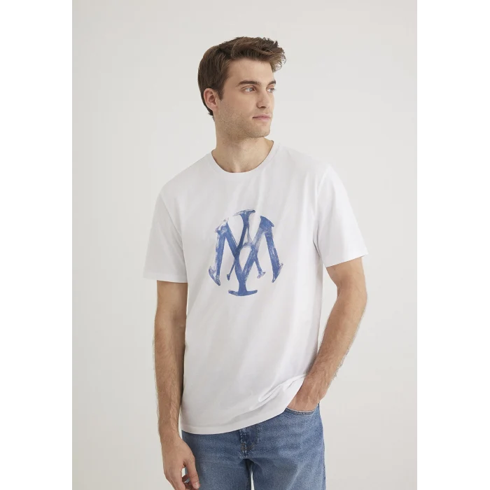 Mavi 065109-620 Mühür Logo Baskılı Beyaz Tişört