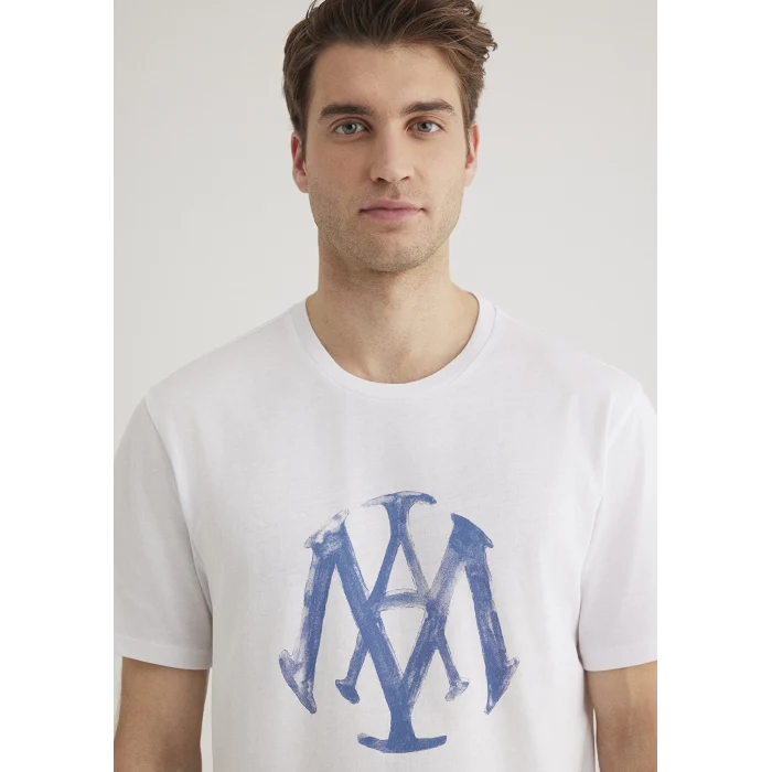 Mavi 065109-620 Mühür Logo Baskılı Beyaz Tişört