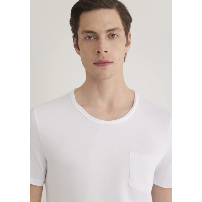 Mavi 062772-20843 Dikişli Cep Detaylı Beyaz Tişört