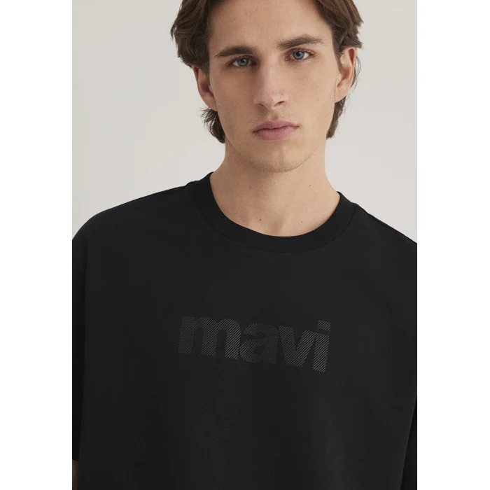 Mavi 0611807-900 Mavi Logo Baskılı Siyah Tişört