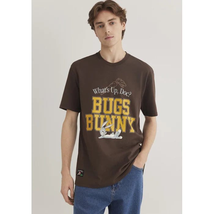 Mavi 0612565-88067 Bugs Bunny Baskılı Kahverengi Tişört