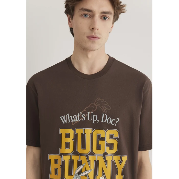 Mavi 0612565-88067 Bugs Bunny Baskılı Kahverengi Tişört