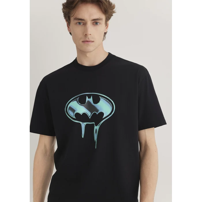 Mavi 0612566-900 Batman Baskılı Siyah Tişört