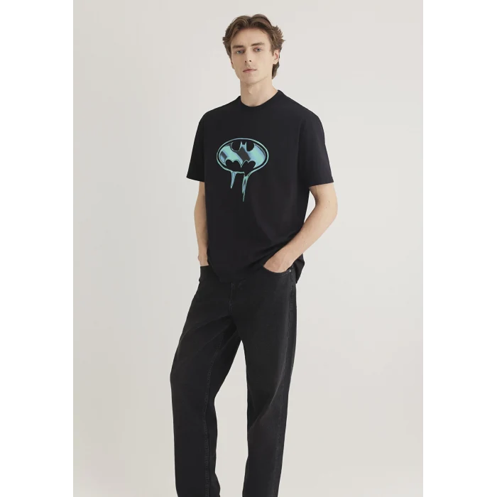 Mavi 0612566-900 Batman Baskılı Siyah Tişört