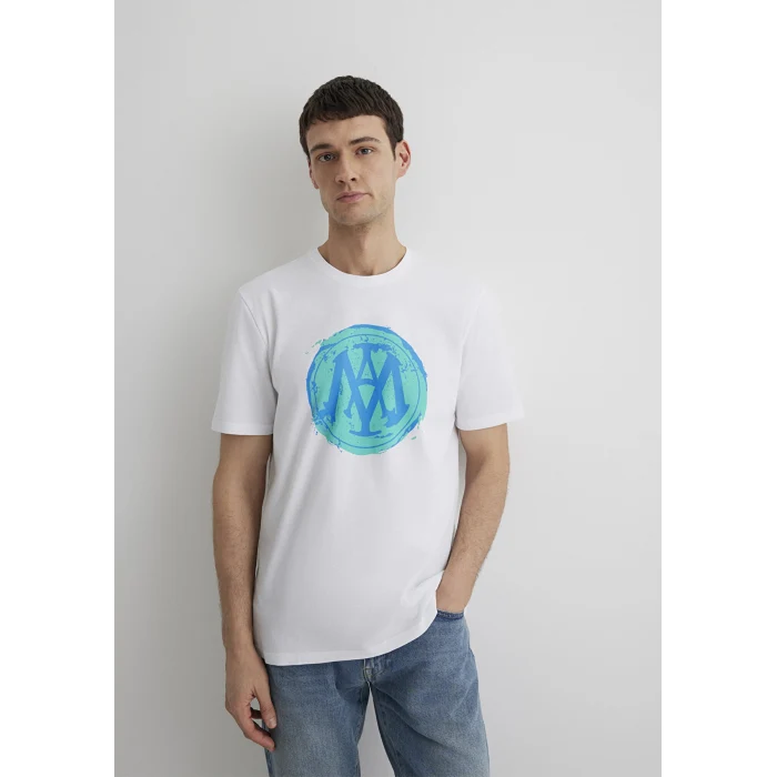 Mavi 0612006-620 Mühür Logo Baskılı Beyaz Tişört