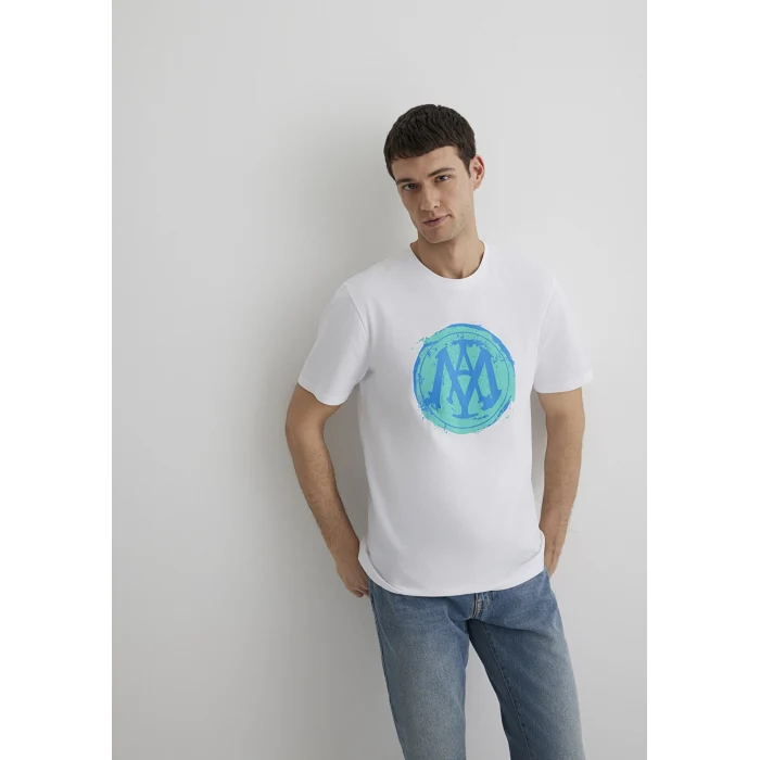 Mavi 0612006-620 Mühür Logo Baskılı Beyaz Tişört