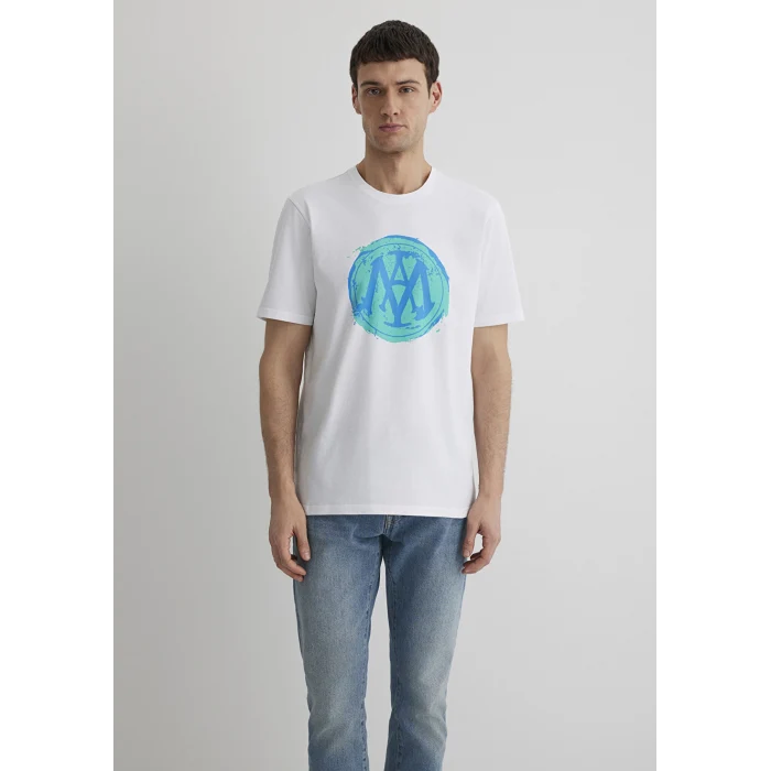 Mavi 0612006-620 Mühür Logo Baskılı Beyaz Tişört