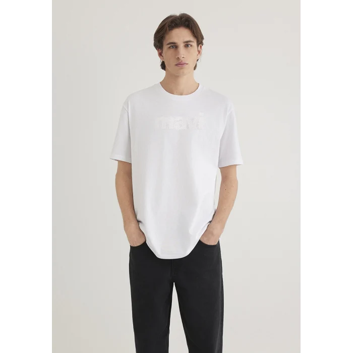 Mavi 0611807-620 Mavi Logo Baskılı Beyaz Tişört