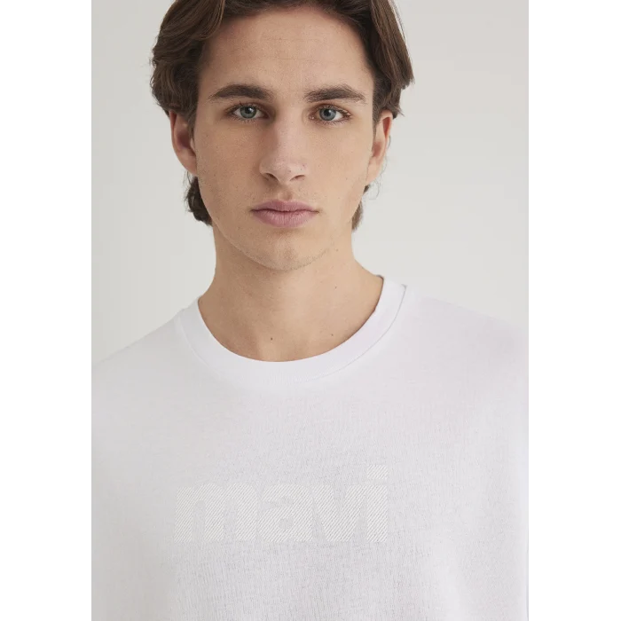 Mavi 0611807-620 Mavi Logo Baskılı Beyaz Tişört