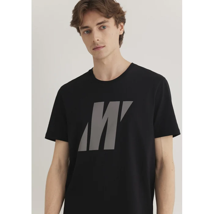 Mavi 066000-900 Mavi Pro Reflektör Logo Baskılı Siyah Tişört