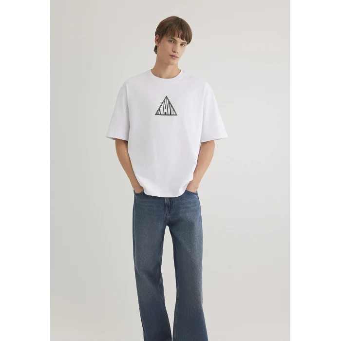 Mavi 0612524-620 Mavi Baskılı Beyaz Tişört