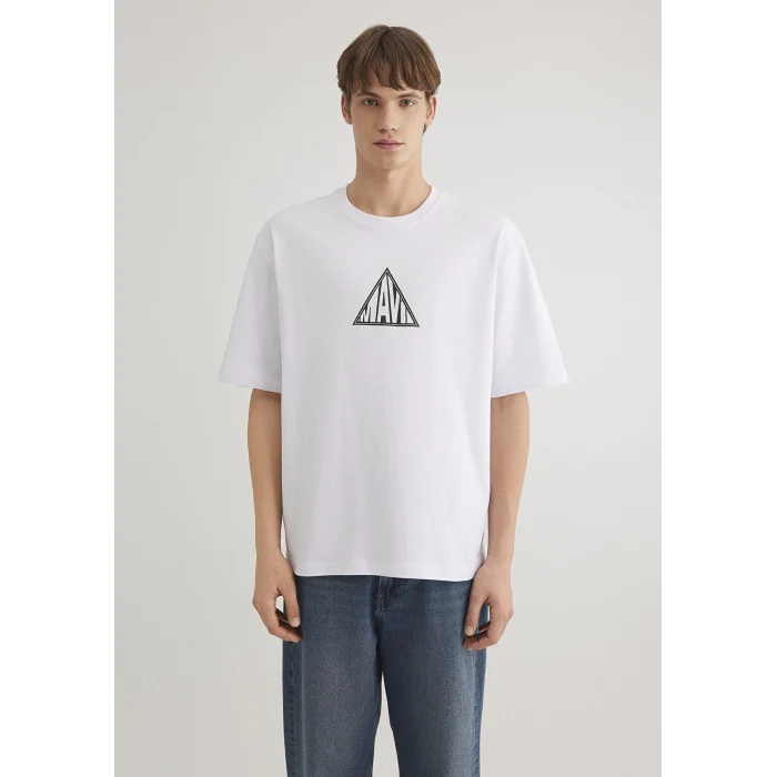 Mavi 0612524-620 Mavi Baskılı Beyaz Tişört