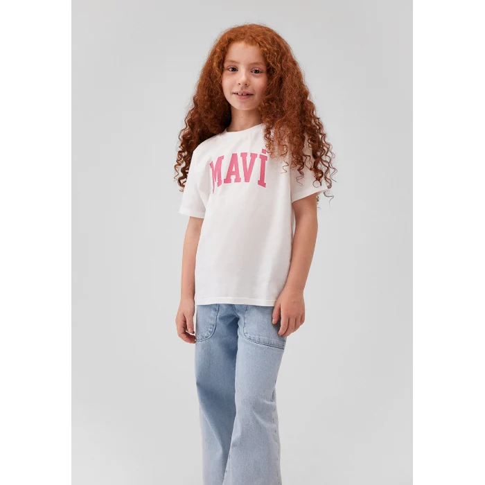 Mavi 7610109-70057 Mavi Logo Baskılı Beyaz Tişört