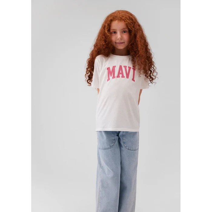 Mavi 7610109-70057 Mavi Logo Baskılı Beyaz Tişört