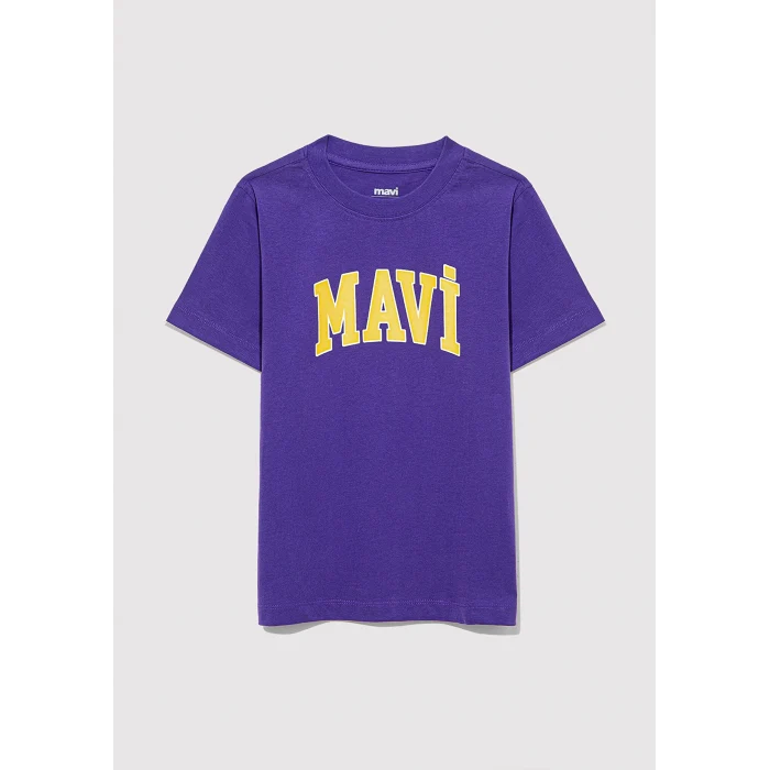 Mavi 6610030-70692 Mavi Logo Baskılı Mor Tişört