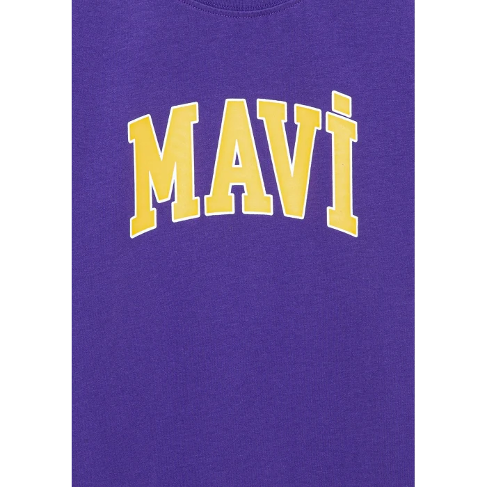 Mavi 6610030-70692 Mavi Logo Baskılı Mor Tişört