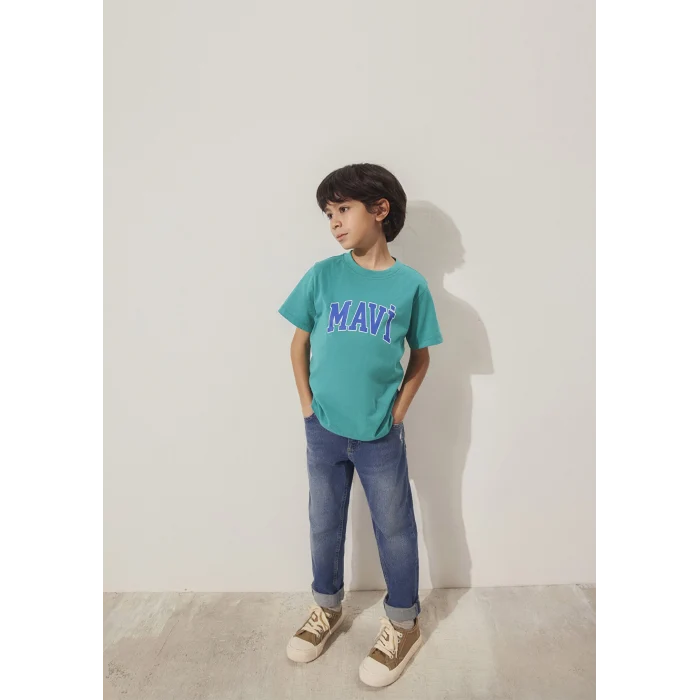 Mavi 6610030-71711 Mavi Logo Baskılı Yeşil Tişört