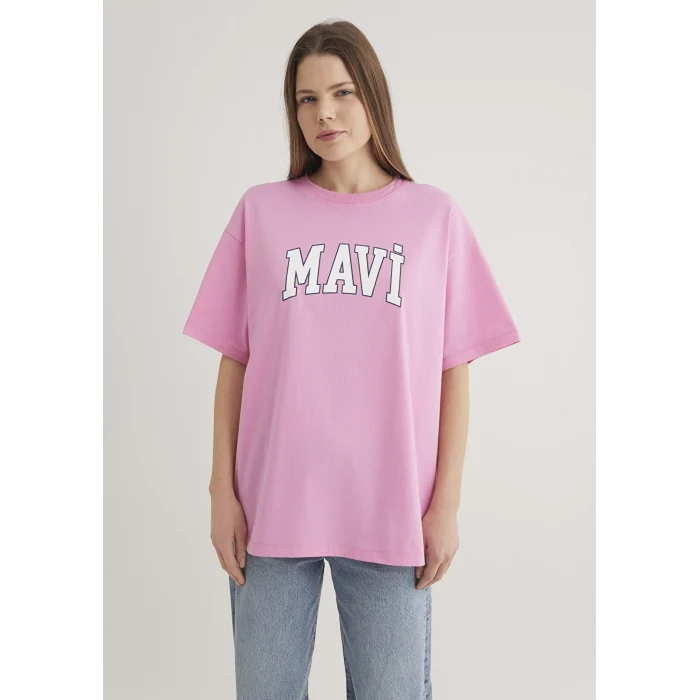 Mavi 1600843-71032 Mavi Logo Baskılı Pembe Tişört