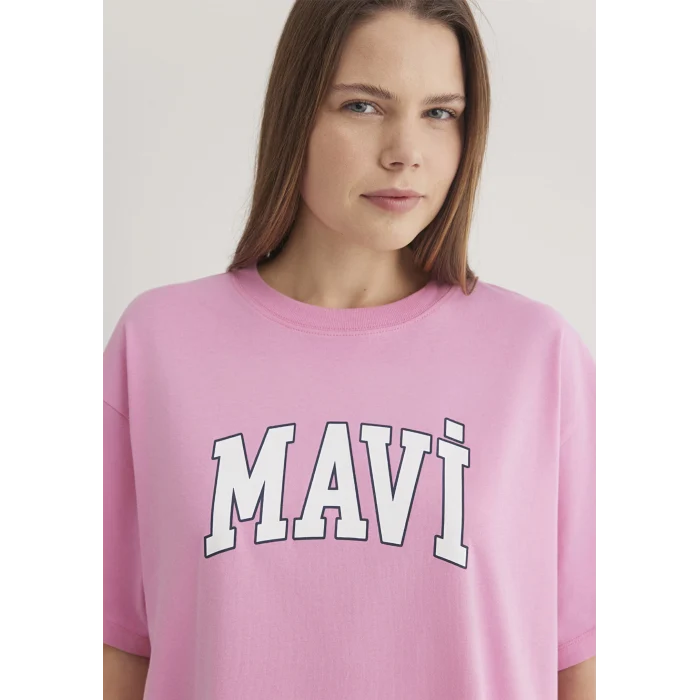 Mavi 1600843-71032 Mavi Logo Baskılı Pembe Tişört