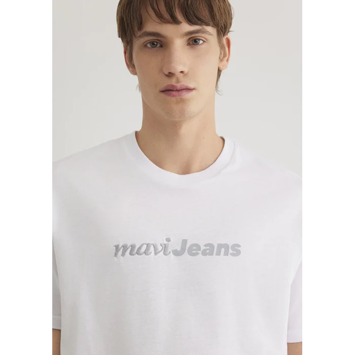 Mavi 0612523-620 Mavi Jeans Baskılı Beyaz Tişört