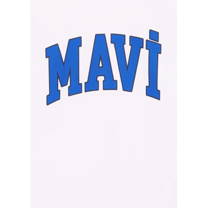 Mavi 6610030-620 Mavi Logo Baskılı Beyaz Tişört