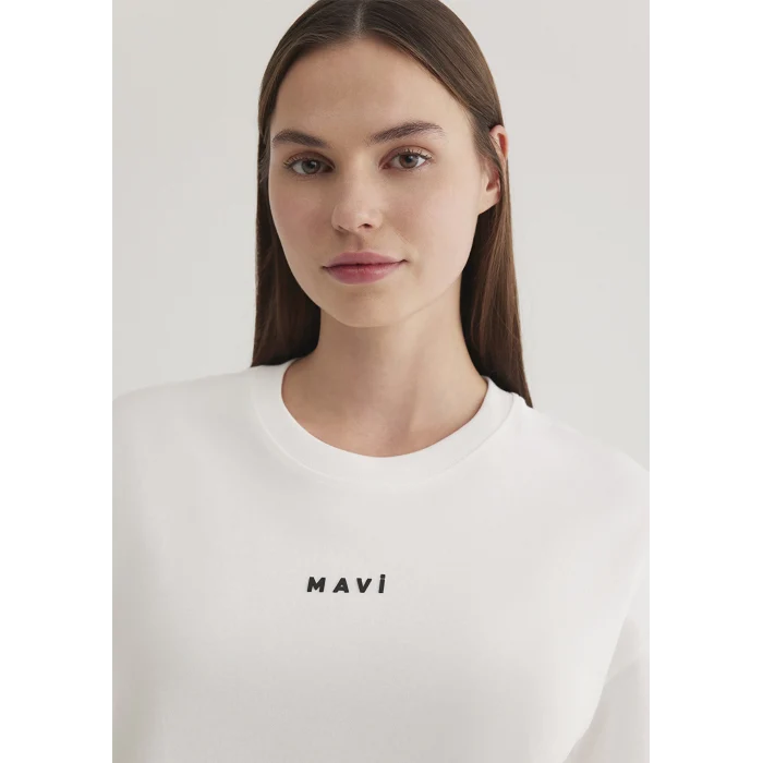 Mavi 1612518-70057 Mavi Logo Baskılı Beyaz Tişört
