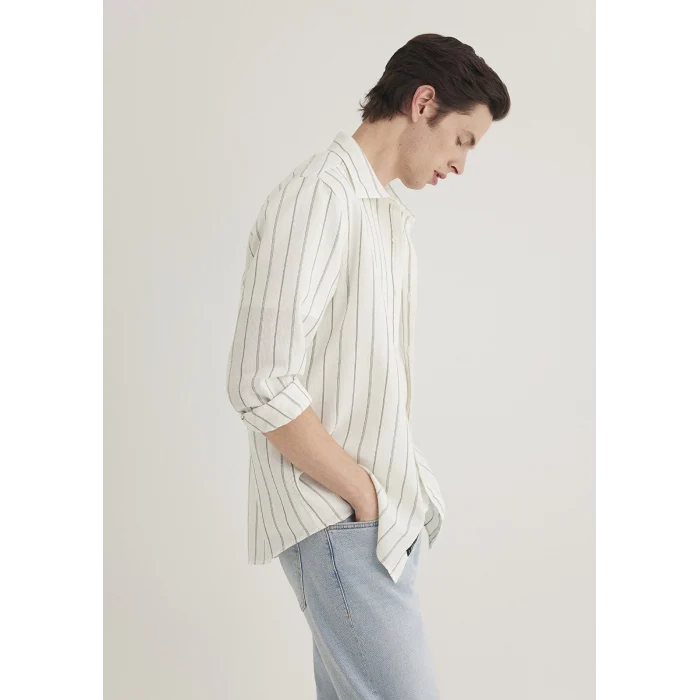 Mavi 0211384-80692 Haki Çizgili Gömlek