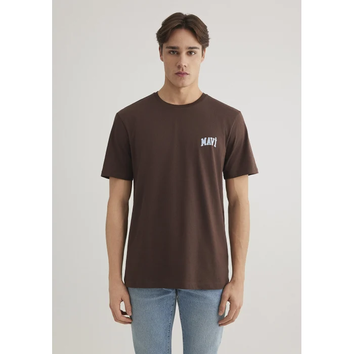 Mavi 0611714-88067 Mavi Logo Baskılı Kahverengi Tişört