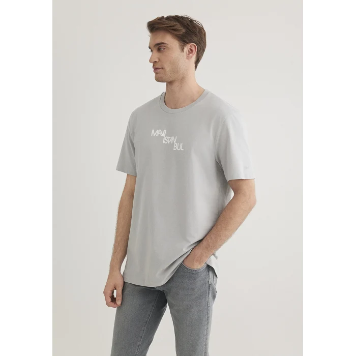 Mavi 0612274-70075 Mavi İstanbul Baskılı Gri Tişört