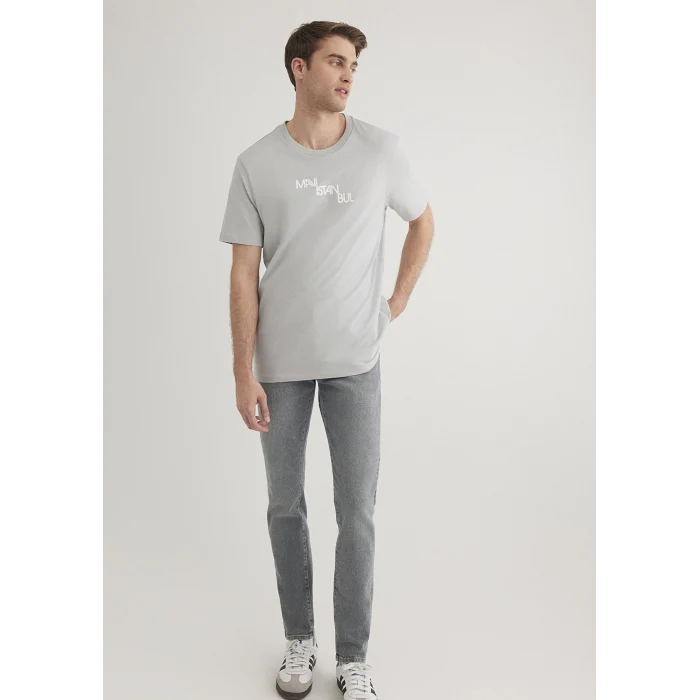 Mavi 0612274-70075 Mavi İstanbul Baskılı Gri Tişört