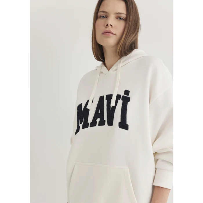 Mavi 1S10175-80194 Mavi Logo Patchli Beyaz Sweatshirt