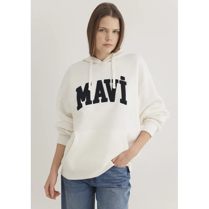 Mavi 1S10175-80194 Mavi Logo Patchli Beyaz Sweatshirt