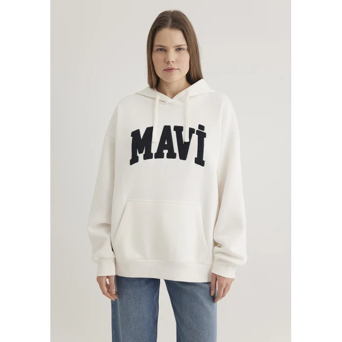 Mavi 1S10175-80194 Mavi Logo Patchli Beyaz Sweatshirt