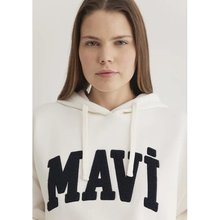 Mavi 1S10175-80194 Mavi Logo Patchli Beyaz Sweatshirt