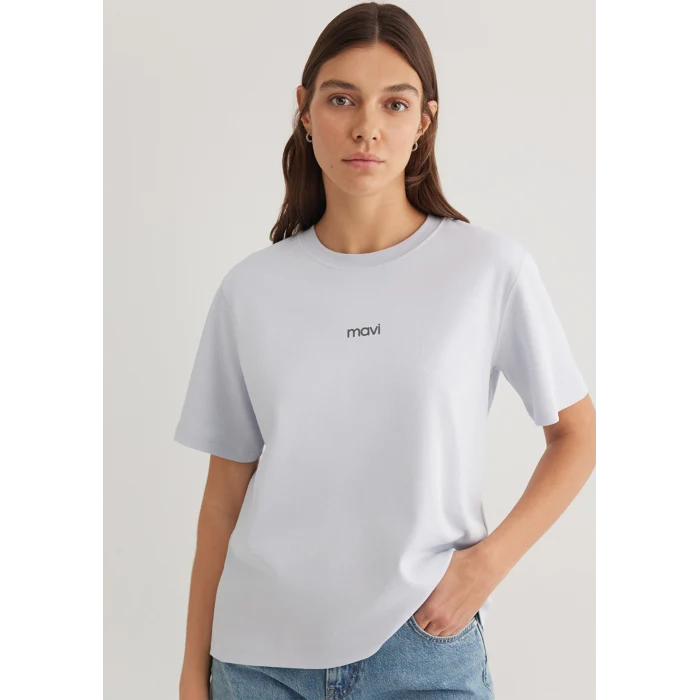 Mavi 1612829-89201 Mavi Logo Baskılı Beyaz Tişört