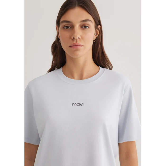 Mavi 1612829-89201 Mavi Logo Baskılı Beyaz Tişört