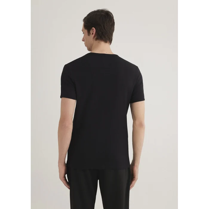 Mavi 063748-900 Ribana Detaylı V Yaka Siyah Tişört