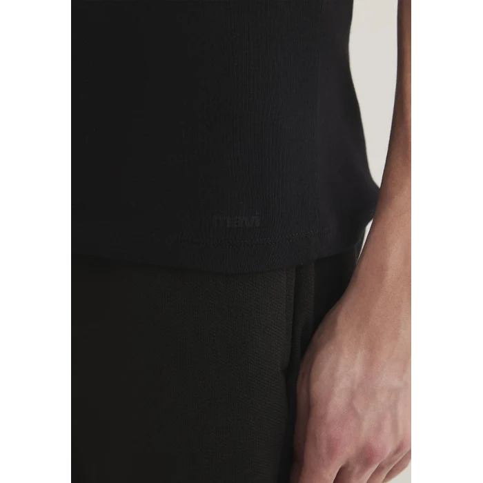 Mavi 063748-900 Ribana Detaylı V Yaka Siyah Tişört