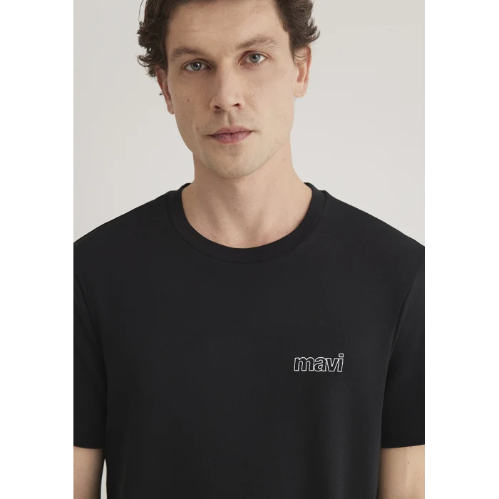 Mavi 0610360-900 Mavi Logo Baskılı Siyah Tişört