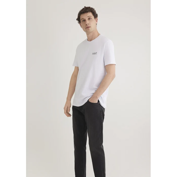 Mavi 0610360-620 Mavi Logo Baskılı Beyaz Tişört