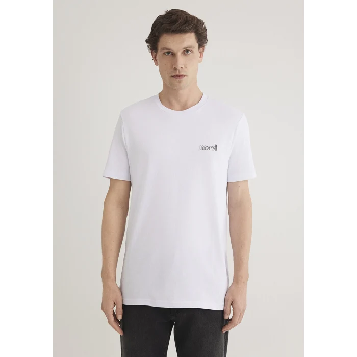 Mavi 0610360-620 Mavi Logo Baskılı Beyaz Tişört