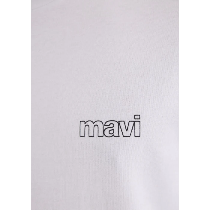 Mavi 0610360-620 Mavi Logo Baskılı Beyaz Tişört