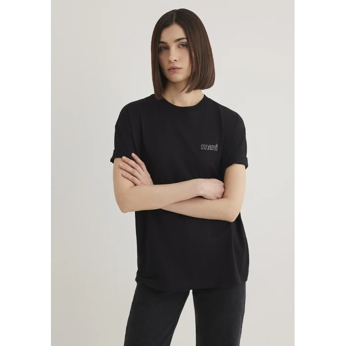 Mavi 1611309-900 Mavi Logo Baskılı Siyah Tişört