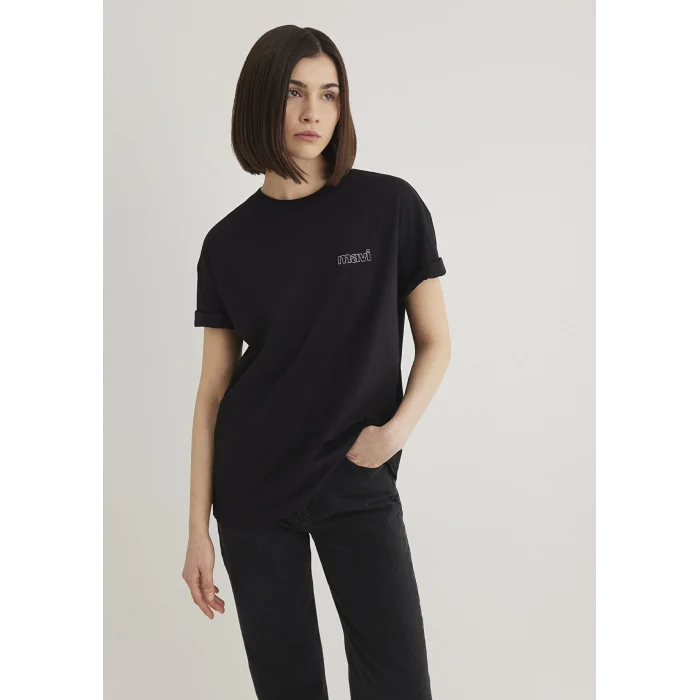 Mavi 1611309-900 Mavi Logo Baskılı Siyah Tişört