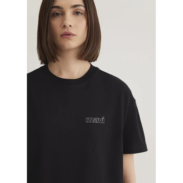 Mavi 1611309-900 Mavi Logo Baskılı Siyah Tişört