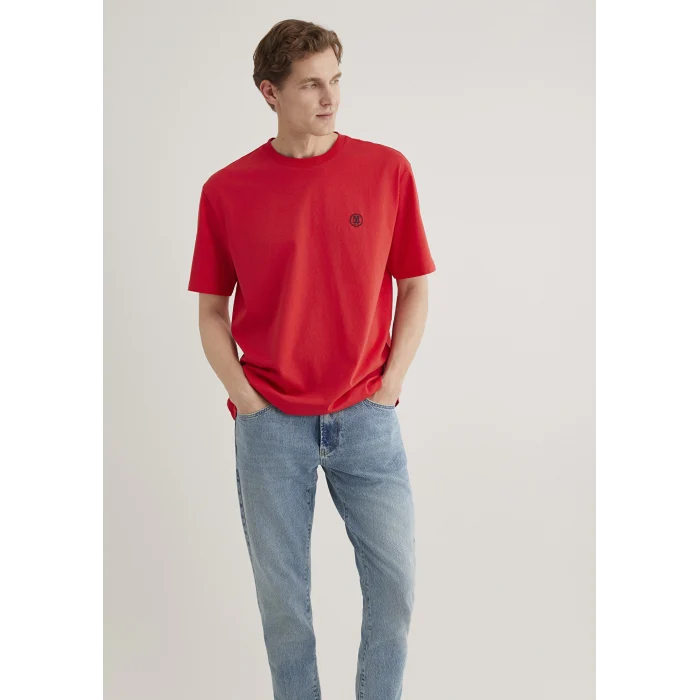 Mavi 067074-70471 Mavi Logo İşlemeli Kırmızı Basic Tişört