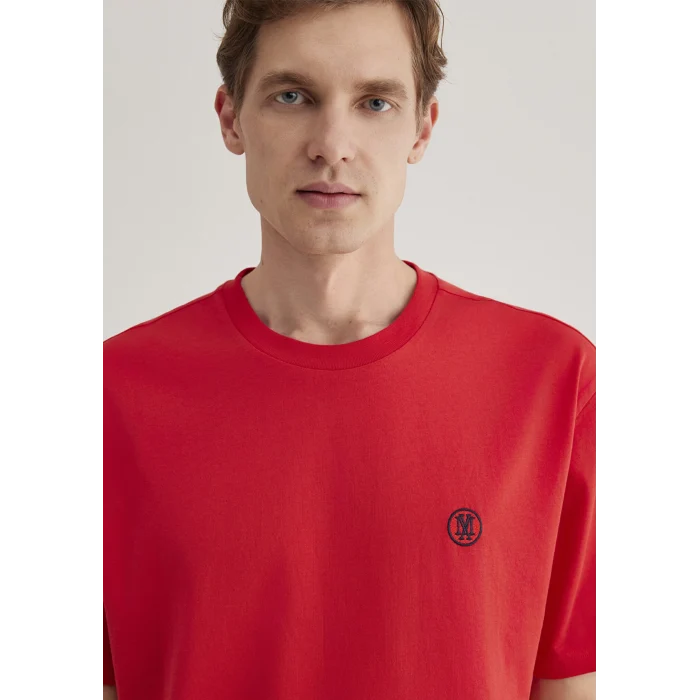 Mavi 067074-70471 Mavi Logo İşlemeli Kırmızı Basic Tişört