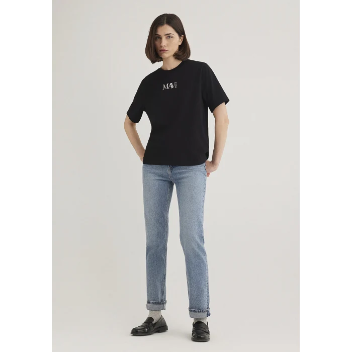 Mavi 1611594-900 Mavi Logo Baskılı Siyah Tişört