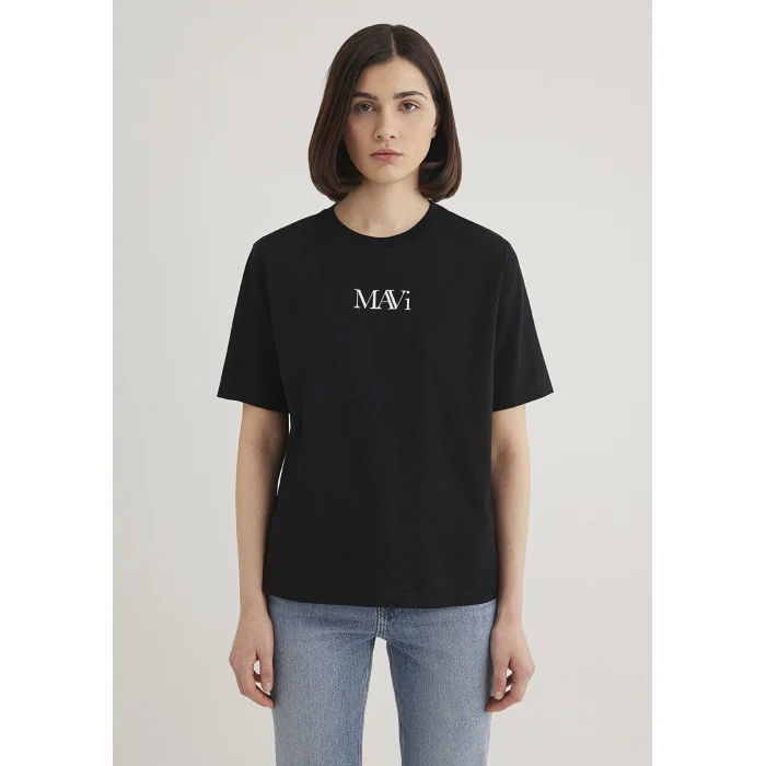 Mavi 1611594-900 Mavi Logo Baskılı Siyah Tişört