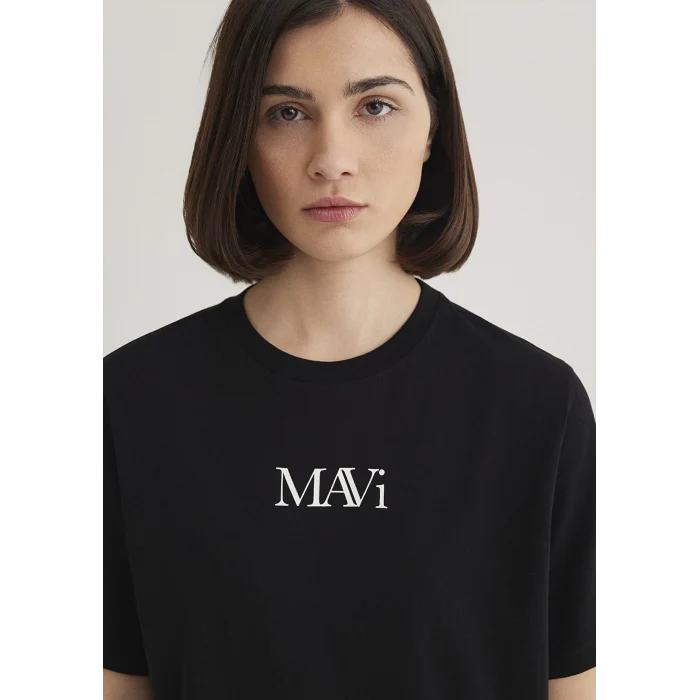 Mavi 1611594-900 Mavi Logo Baskılı Siyah Tişört